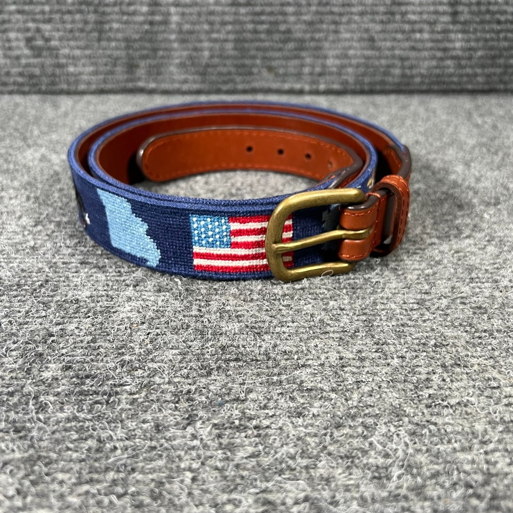 Smathers & Branson Life Belt Mens Size 39 Hand Stitched Brass Buckle Golf USA